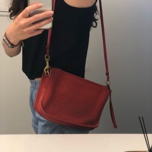 Vintage red Coach zip-top crossbody bag